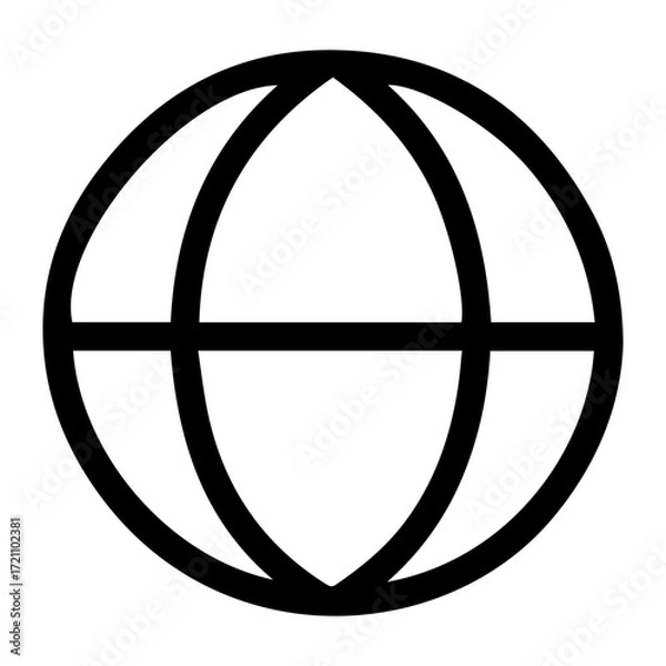Fototapeta A black and white drawing of a globe. The globe is surrounded by a circle and is the main focus of the image