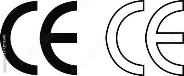Fototapeta CE mark icon set in flat and line style. European Conformity certification, safety standard approval, product compliance and quality assurance vectors. EU for safety, health, environmental protection.