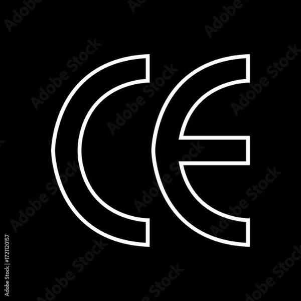Fototapeta CE mark icon in line style. European Conformity certification, safety standard approval, product compliance and quality assurance vector. EU standard for safety, health and environmental protection.