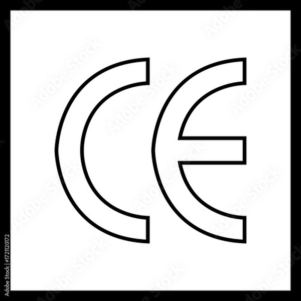 Fototapeta CE mark icon in line style. European Conformity certification, safety standard approval, product compliance and quality assurance vector. EU standard for safety, health and environmental protection.