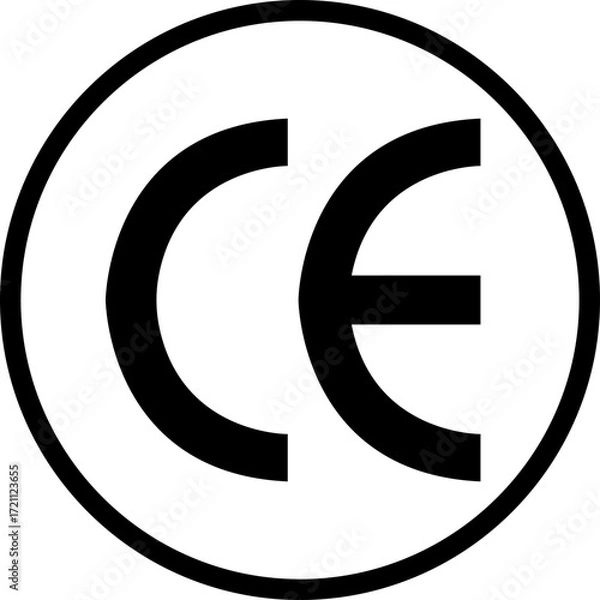 Fototapeta CE mark icon in flat style. European Conformity certification, safety standard approval, product compliance and quality assurance vector. EU standard for safety, health and environmental protection.