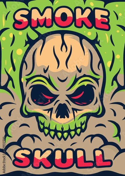 Fototapeta Skull in the green forest. Vector illustration for your design.