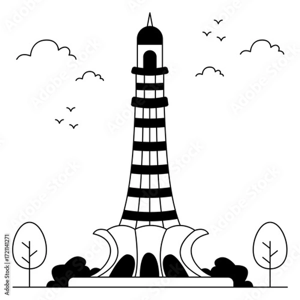 Fototapeta A solid  design icon of minar e Pakistan