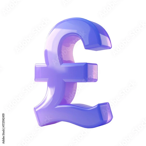 Obraz 3D rendered stylized pound sign,  purple-lavender gradient, glossy effect