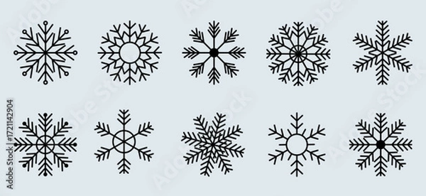 Fototapeta Set of Snowflakes Christmas design. Snowflakes icons. Snowflakes template. Snow winter. Nice element for Christmas banner, cards. Vector illustration