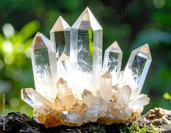 Obraz Cluster of clear quartz crystals