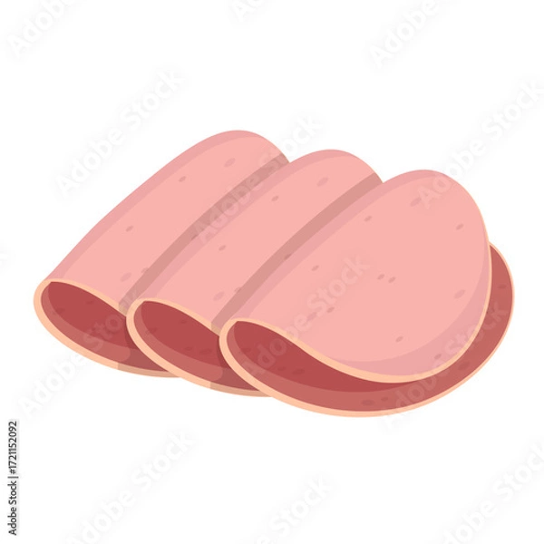 Obraz ham slices flat vector illustration logo icon clipart