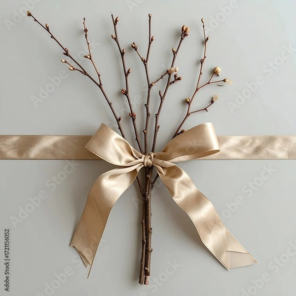 Fototapeta Muted Branches Tied with Ribbon