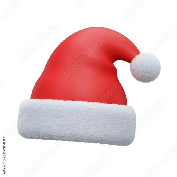 Obraz 3d render santa hat with transparent background