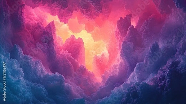 Fototapeta Ethereal cloud formation digital art abstract landscape vibrant colors surreal environment