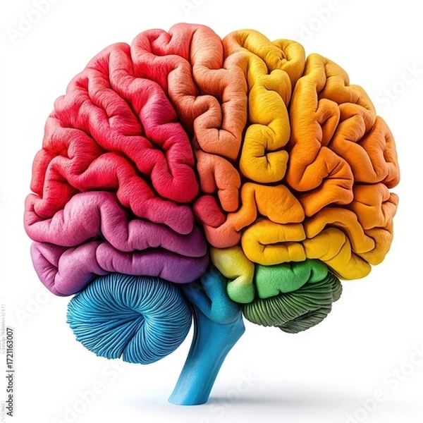 Fototapeta Exploring the colorful complexity of the human brain in a vibrant artistic representation