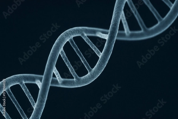 Fototapeta DNA double helix macro — realistic 3D strand on dark background