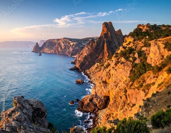 Obraz Coastal cliffs at sunset