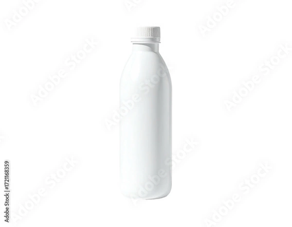 Fototapeta Blank white plastic bottle, vertical, simple design, smooth surface,  capped