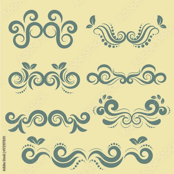 Fototapeta Flora calligraphy vector set