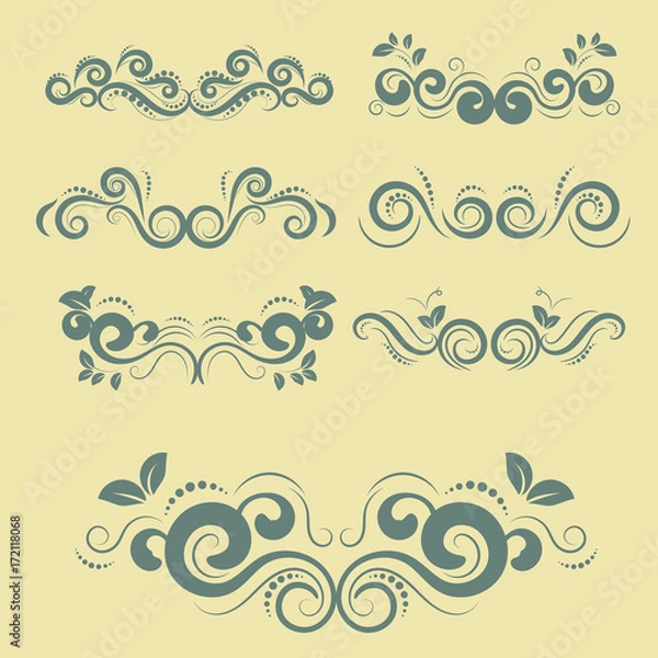 Fototapeta Flora calligraphy vector set