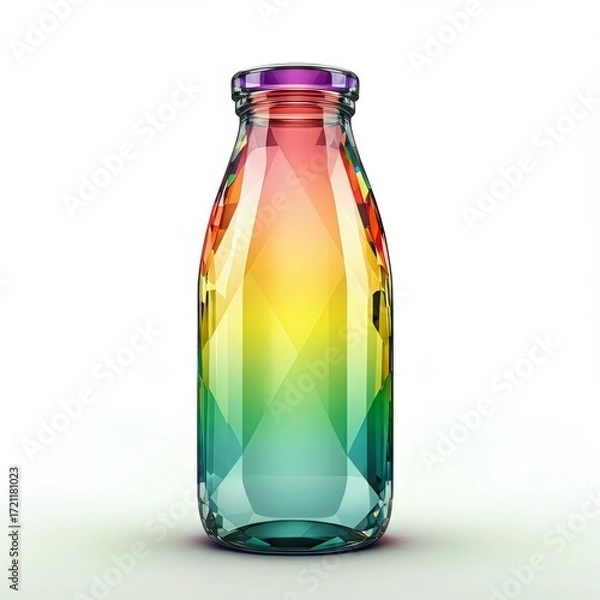 Obraz Rainbow Glass Bottle on White Background