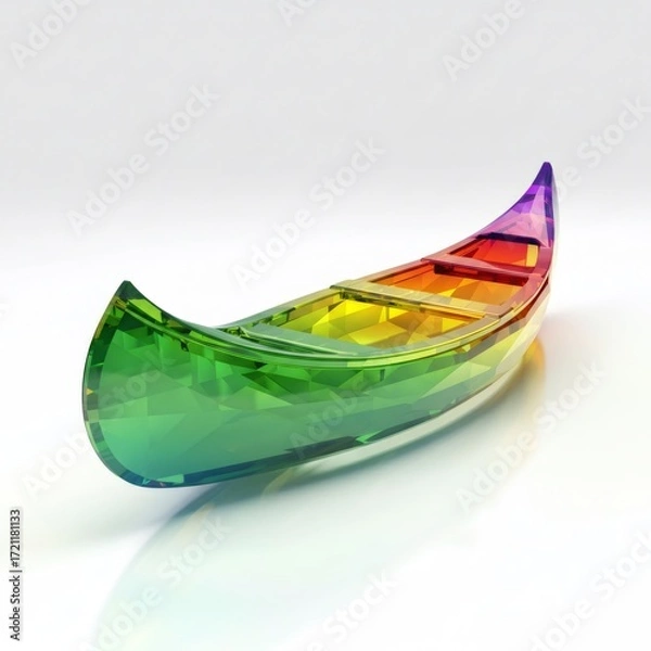 Obraz Rainbow Glass Canoe on White Background