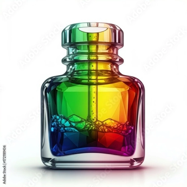 Obraz Rainbow Gradient Glass Bottle with Colorful Liquid