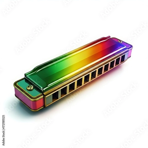 Obraz Rainbow Harmonica on White Background