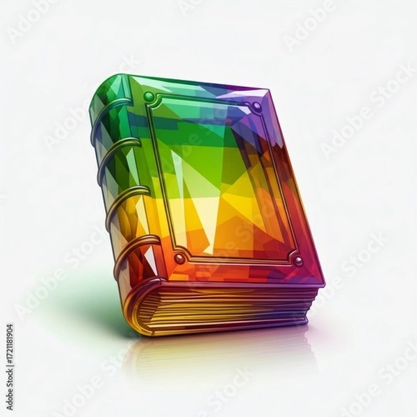 Obraz Rainbow Low Poly Book on White Background