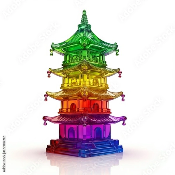 Obraz Rainbow Pagoda 3D Render