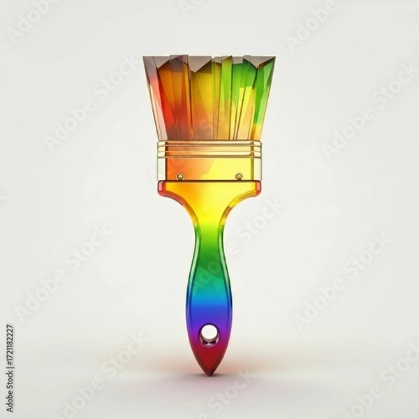 Obraz Rainbow Paintbrush on White Background