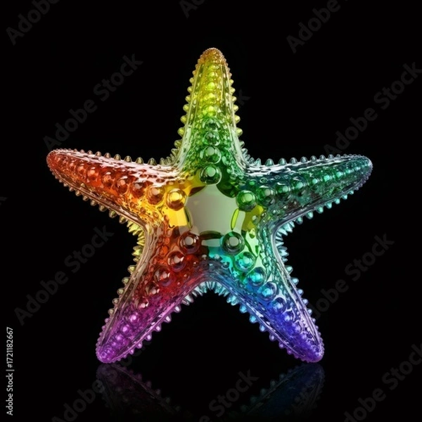 Obraz Rainbow Starfish on Black Background