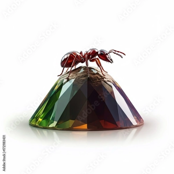 Obraz Red Ant on a Multicolored Gemstone