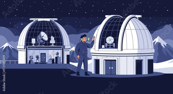 Fototapeta Astronomical observation: A scientist's dedication to unravelling cosmic mysteries