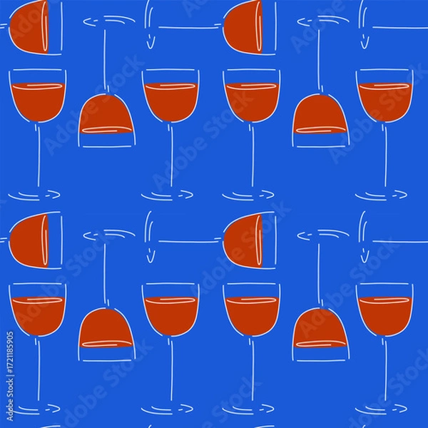 Fototapeta Seamless pattern with wine glasses, drinks and beverages background vector illustration