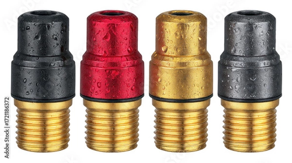 Fototapeta Four colorful metal objects on transparent png background