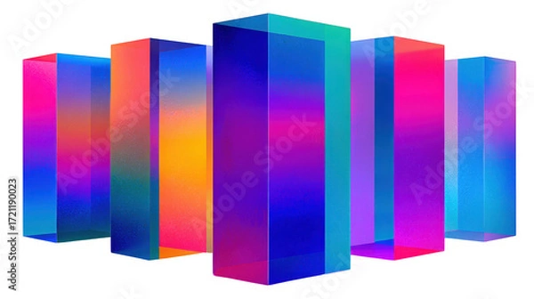 Fototapeta Gradient color columns illustration on transparent png background