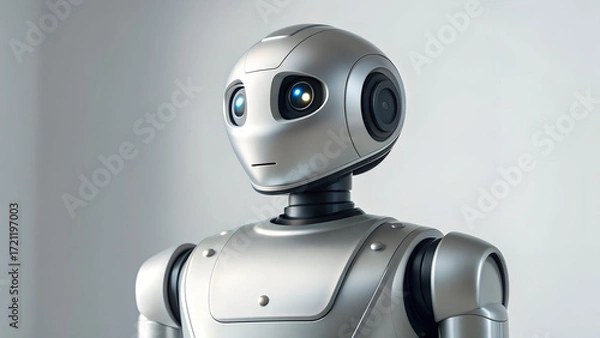 Fototapeta Isolated Robot on Blue Background 