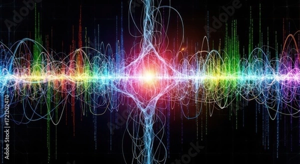 Fototapeta Abstract depiction of energy, frequency and colorful wave patterns