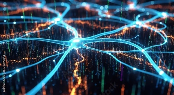 Fototapeta Neural Network Artificial Intelligence Concept Brain Synapse Neuron