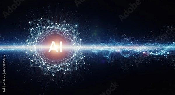 Fototapeta Connected nodes abstract technology network background illustration