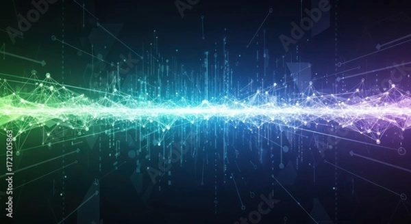Fototapeta Abstract technology network with connected dots and lines background