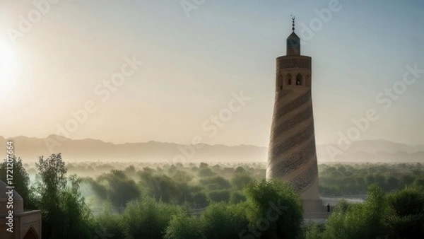 Obraz Ancient Mosque Tower at Dawn