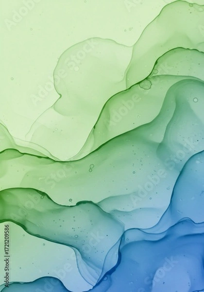 Fototapeta 緑青色インク背景抽象画