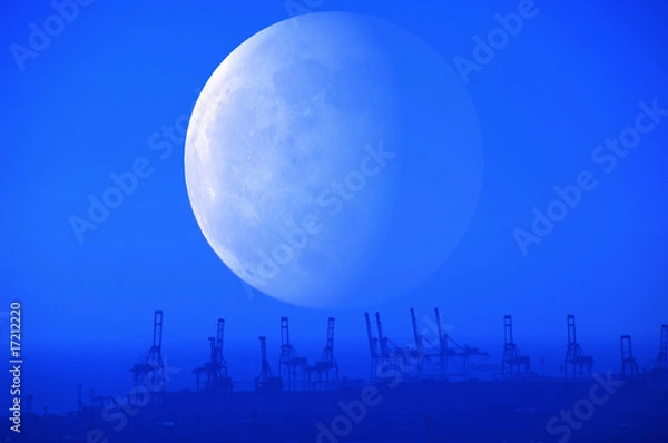 Fototapeta 月とクレーン