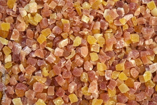 Fototapeta Full frame of dried sweetened diced papaya.