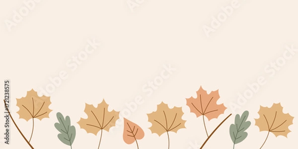 Fototapeta Autumn background with leaves and  free space for text. Perfect for seasonal banner design