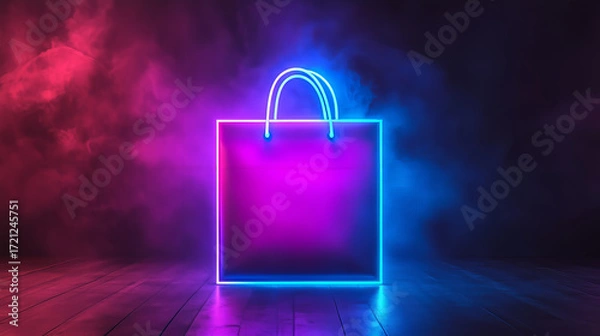 Obraz Cyber Monday Neon Shopping Bag Sign