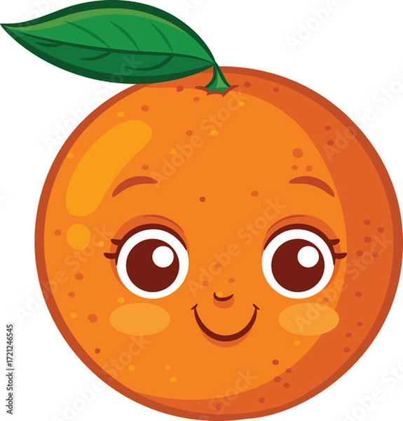 Obraz Cute Cartoon Orange Fruit with Smiling Face