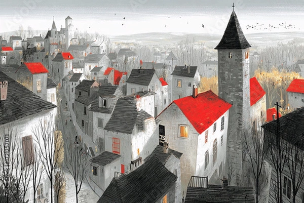 Fototapeta 高い建物からヨーロッパの古い街眺める