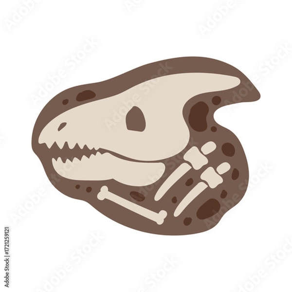 Fototapeta Illustration of a dinosaur fossil in brown