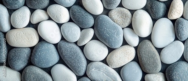 Fototapeta White and Gray Smooth Pebbles Seamless Texture for Design