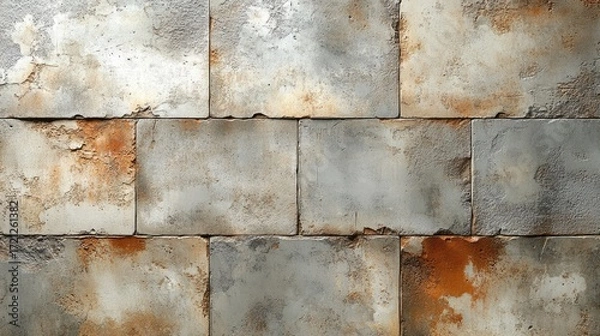 Fototapeta Textured Gray Tile Background with Neutral Concrete Finish