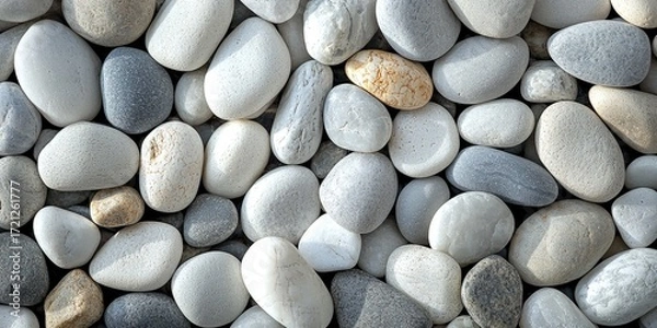 Fototapeta Natural Pebbles and Stones on White Background for Textures